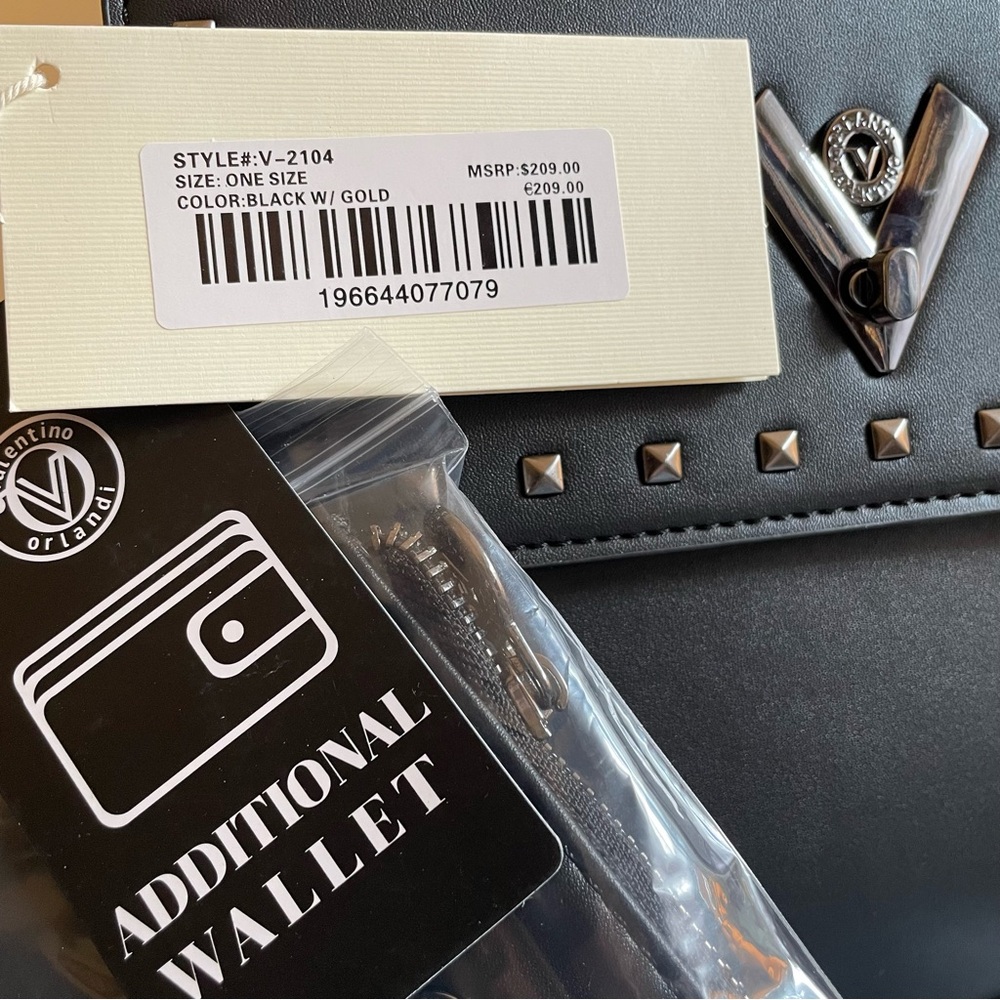 NWT Valentino Orlandi Black Studded Satchel Bag with Pouch - Picture 2 of 11